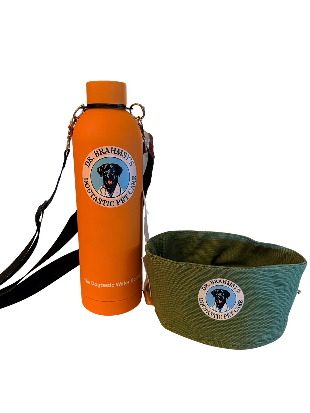The Wander Flask worn across the body with the bowl clipped to the shoulder strap