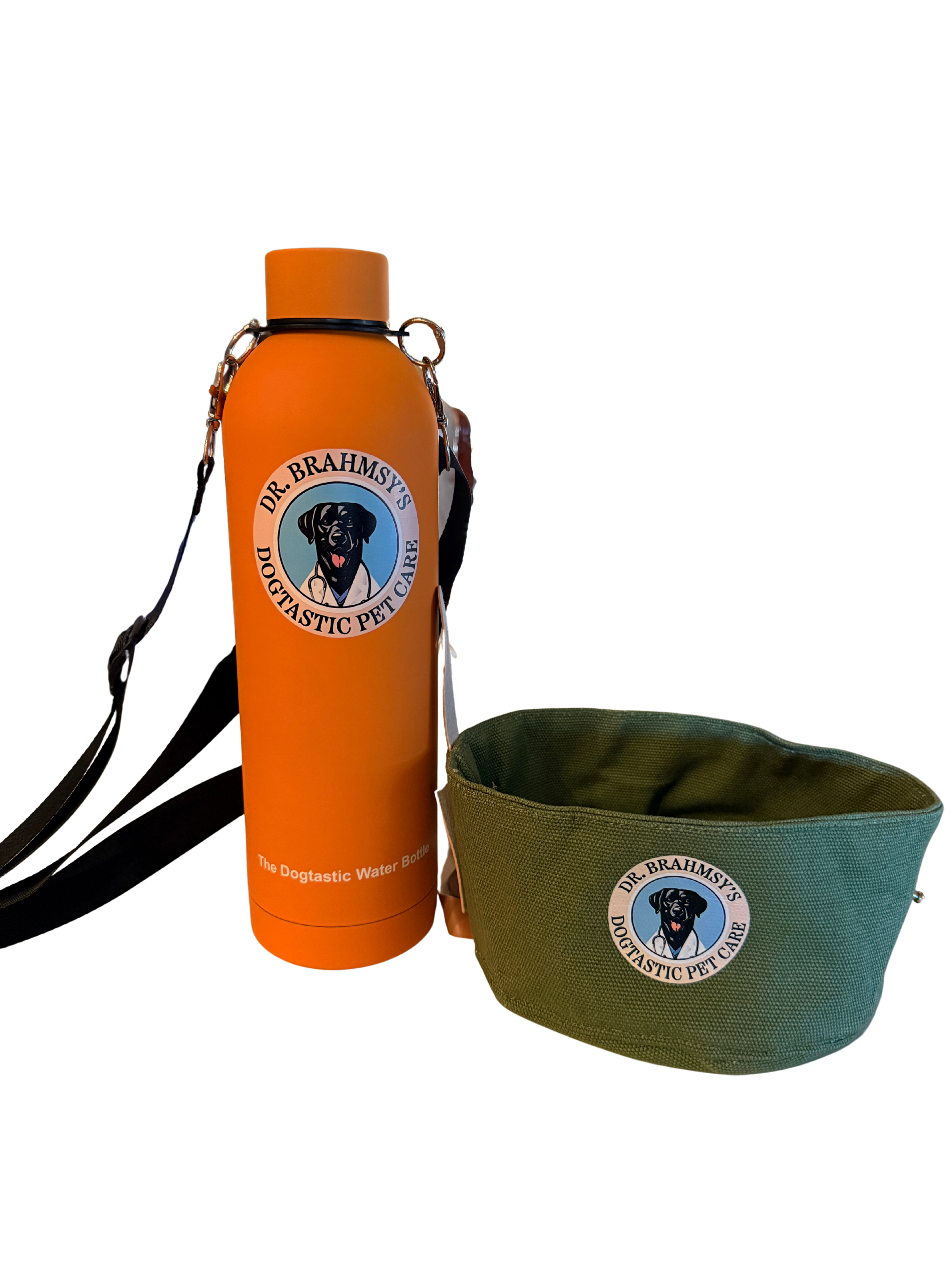 The Wander Flask worn across the body with the bowl clipped to the shoulder strap